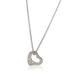 Tiffany & Co. Platinum Diamond Elsa Peretti Open Heart Pendant